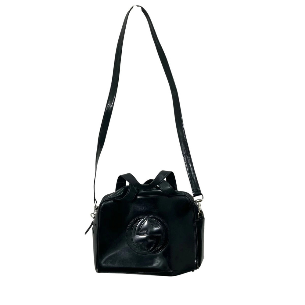 Gucci Interlocking Top Handle Bag Leather Black